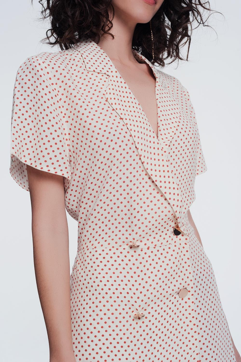 UNIKCOSA button front jumpsuit in beige
