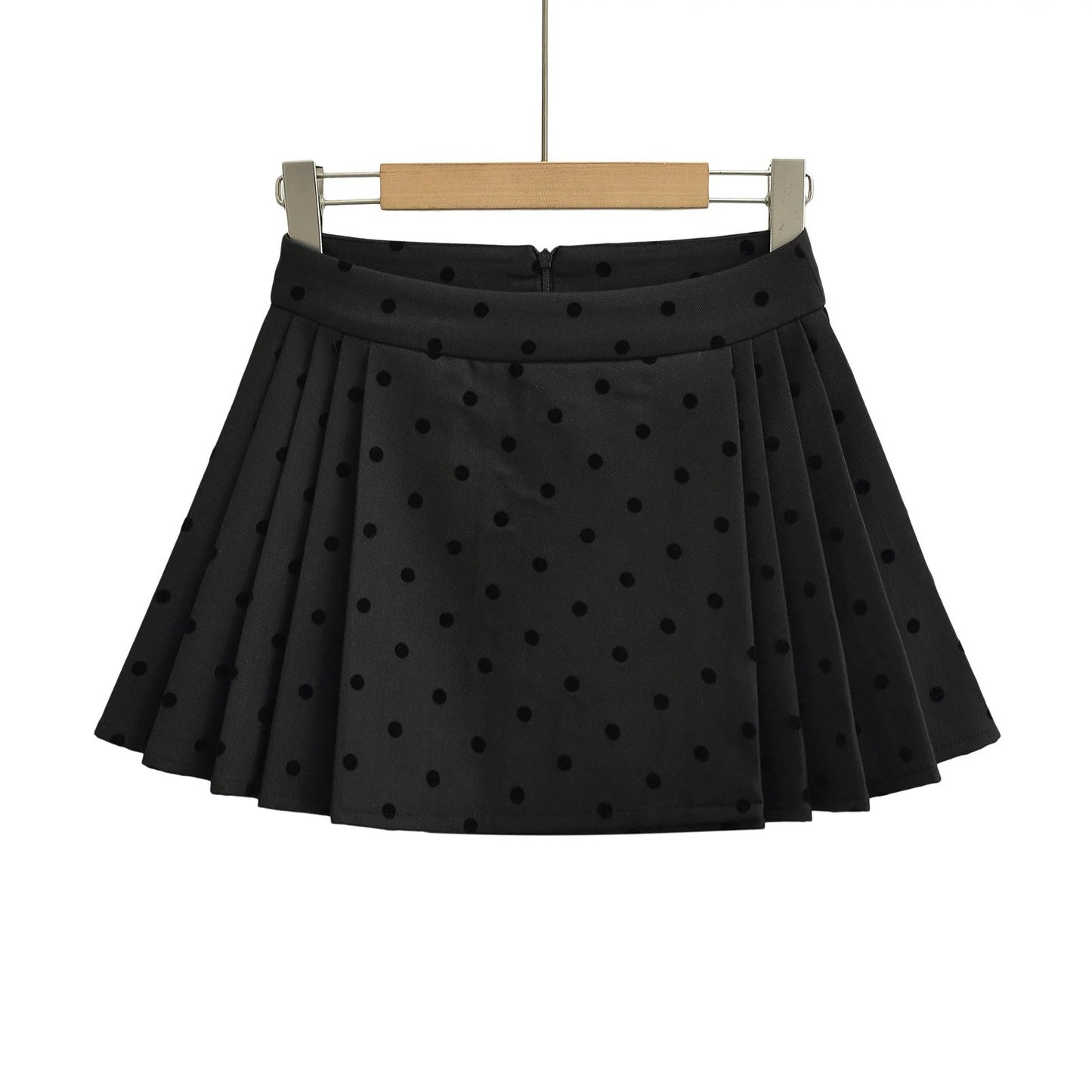 UNIKCOSA Velora Polka Dot Flock Spandex A Line Mini Skirt 💫