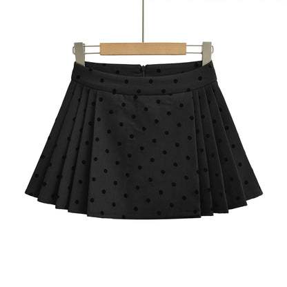 UNIKCOSA Velora Polka Dot Flock Spandex A Line Mini Skirt 💫