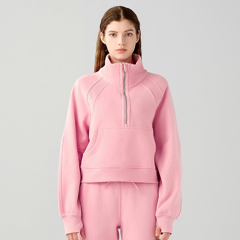 UNIKCOSA VelvetWarm Luxe Short Sports Sweatshirt for Women ❄️