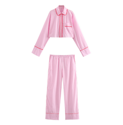 UNIKCOSA LuxeEase Patchwork Pajama Set With Rolling Edge 💫