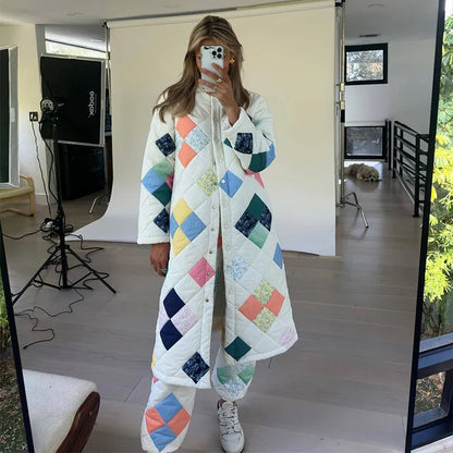 UNIKCOSA DiamondLace Printed Strap Jacket & Pants Set