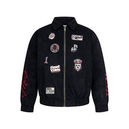 UNIKCOSA Velora SuedeCraft Jacket Retro Embroidered Zip 💫