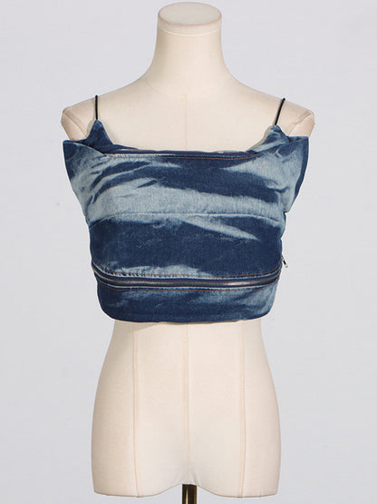 UNIKCOSA RetroBlast Distressed Denim Jeans & Suspender Top Set for Women 🔷