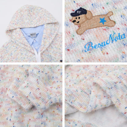 UNIKCOSA RetroMuse Colorful Dog Embroidery Hoodie 💫