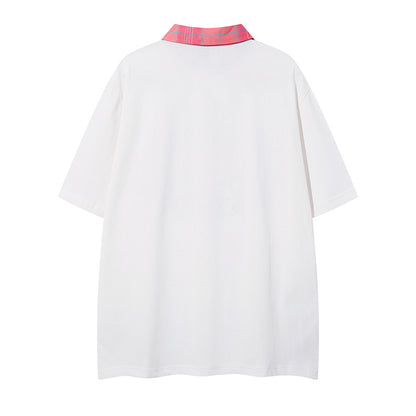 UNIKCOSA RetroMuse Patchwork Collar Half Zip Tee Unisex 💫