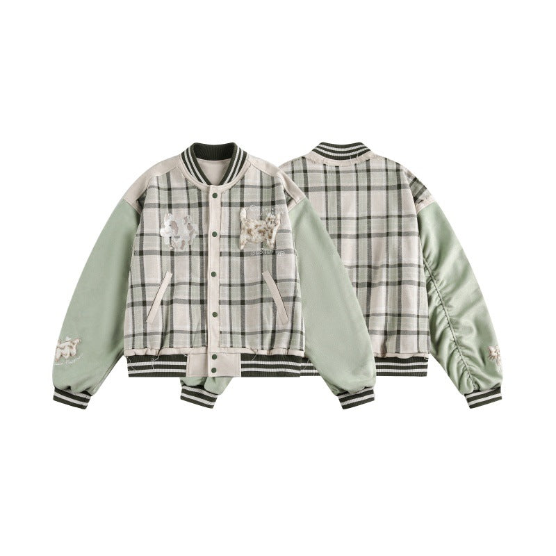 UNIKCOSA Velora CatPlaid Varsity Jacket Plaid Street 💫