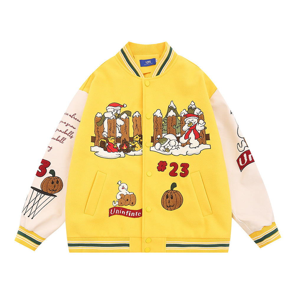 UNIKCOSA UrbanSoul Embroidered Street Jacket Red Autumn 💫