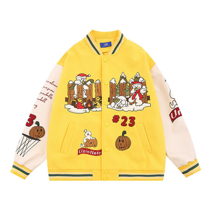 UNIKCOSA UrbanSoul Embroidered Street Jacket Red Autumn 💫