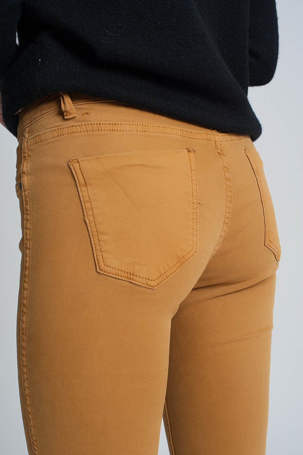 Mustard super skinny reversible pants with snake print