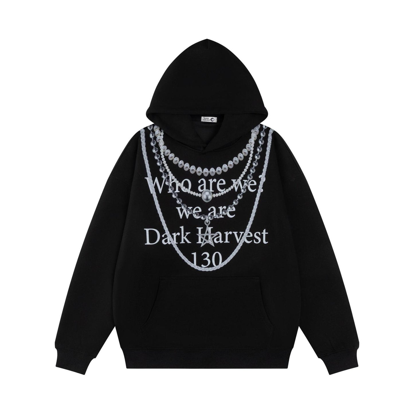 UNIKCOSA Velora Pearl Chain Slogan Hoodie Luxury Streetwear💫