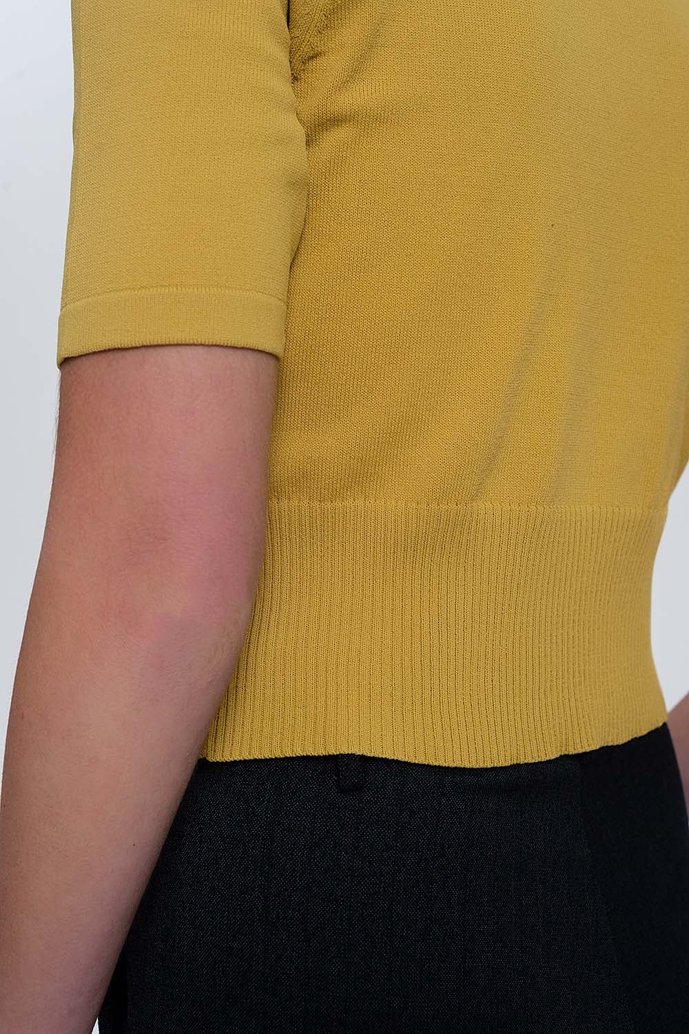 knit button through cardi top in green