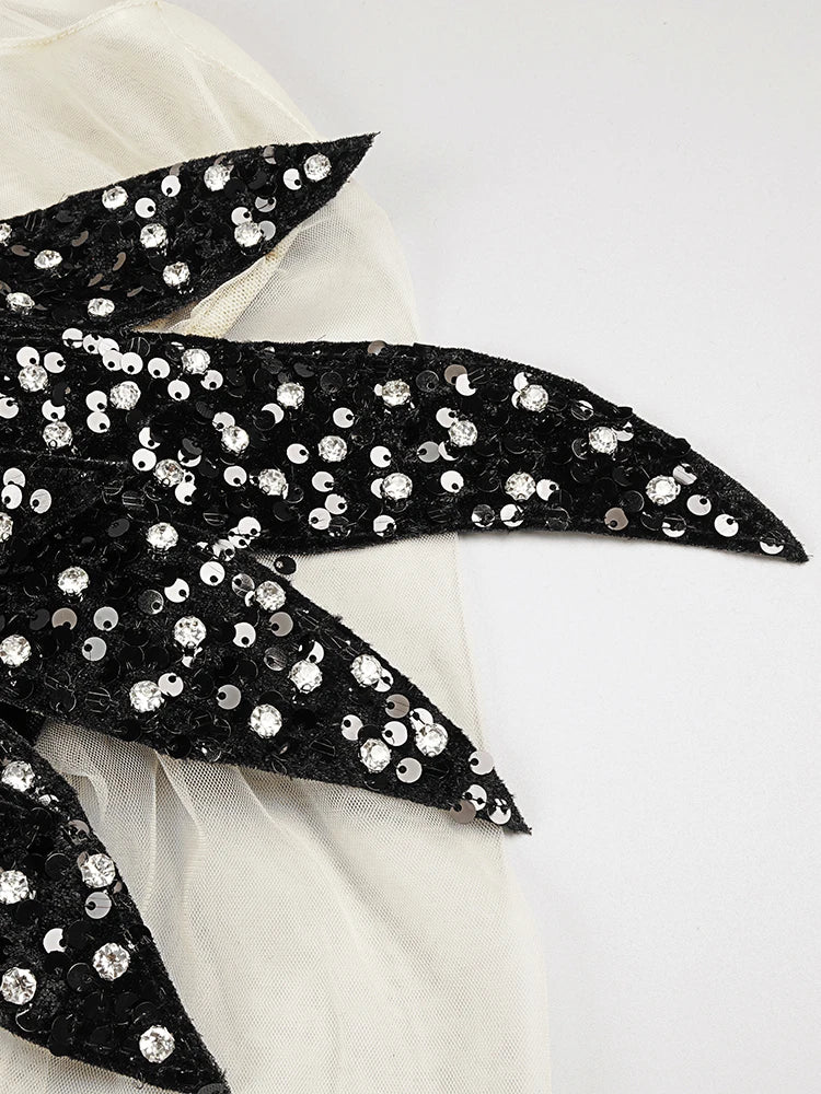 UNIKCOSA Velora Mini Dress Sequin Velvet Patchwork Mesh 💫