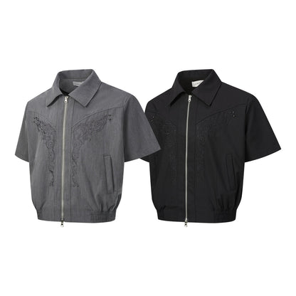 UNIKCOSA NoirFit Embroidered Shirt Jacket Cotton Blend 💫