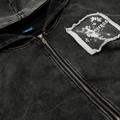 UNIKCOSA RetroMuse Vintage Zip Hoodie Short Jacket For Men🖤