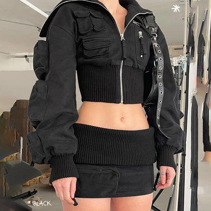 UNIKCOSA LuxeEase Two-Piece Set Crop Top Miniskirt 💫