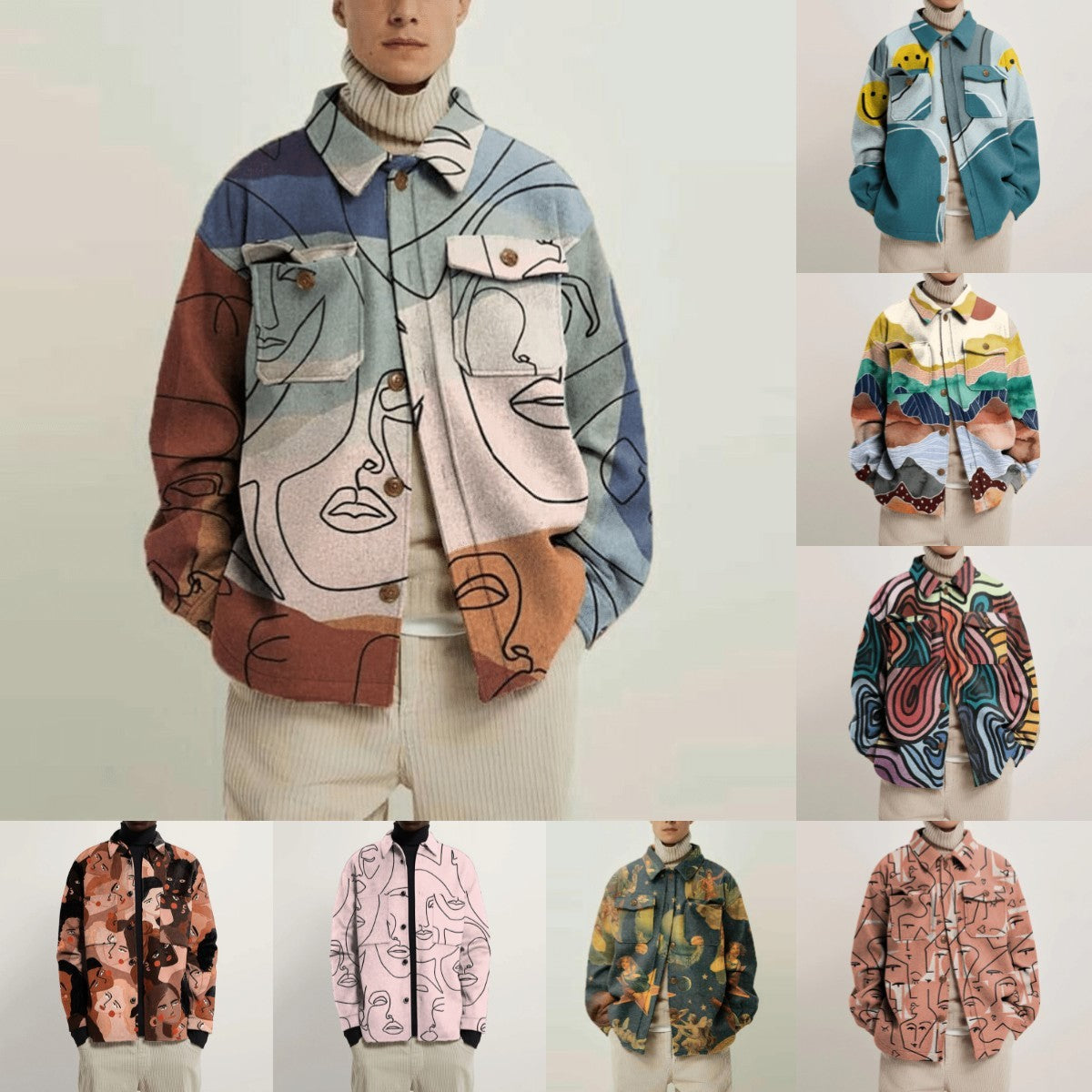 UNIKCOSA UrbanSoul Autumn Printed Lapel Jacket Men's Coat 💫