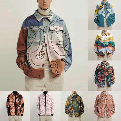 UNIKCOSA UrbanSoul Autumn Printed Lapel Jacket Men's Coat 💫