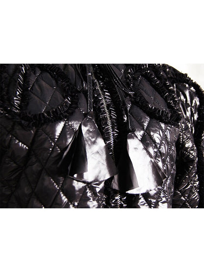 UNIKCOSA DiamondQuilt Horn-Sleeve Cotton Jacket — Elegant Short Puffer for Autumn/Winter ❄️