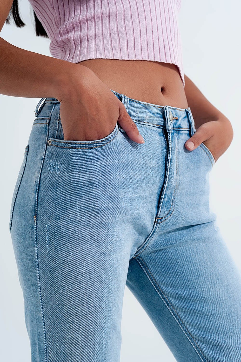 High rise vintage skinny jeans in light wash