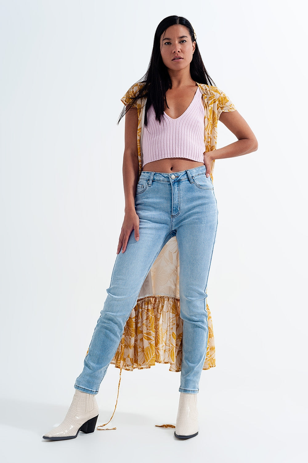 High rise vintage skinny jeans in light wash