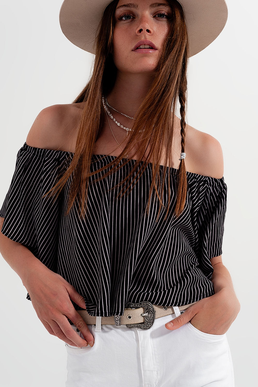 Bardot top in stripe