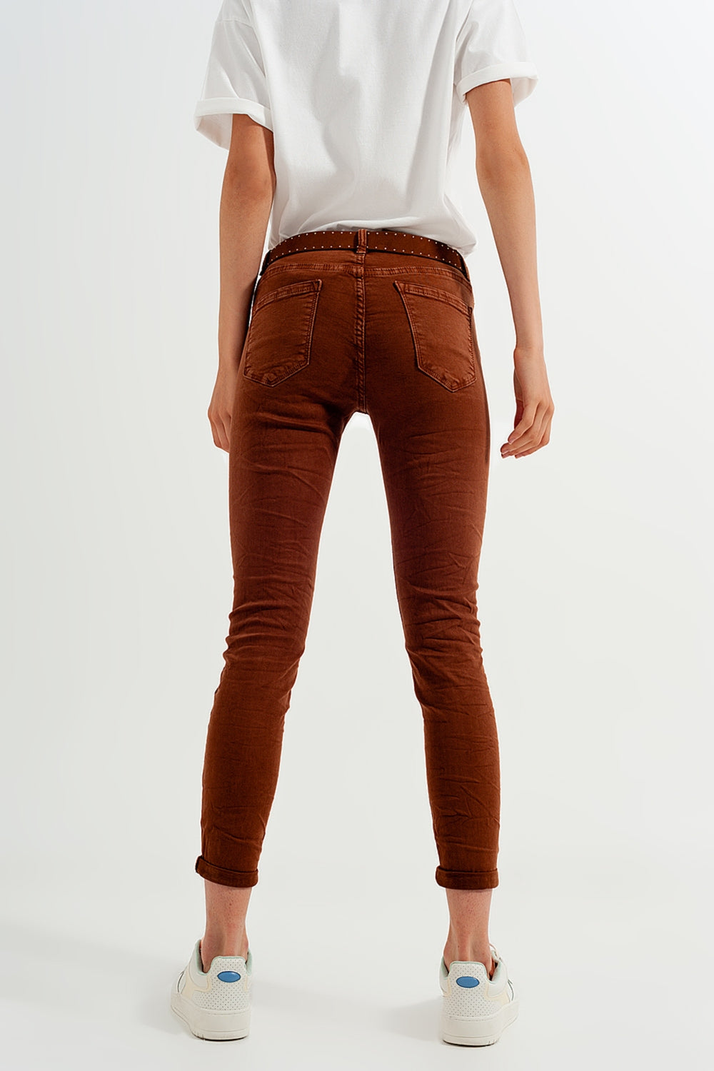 High waisted super skinny pants in camel