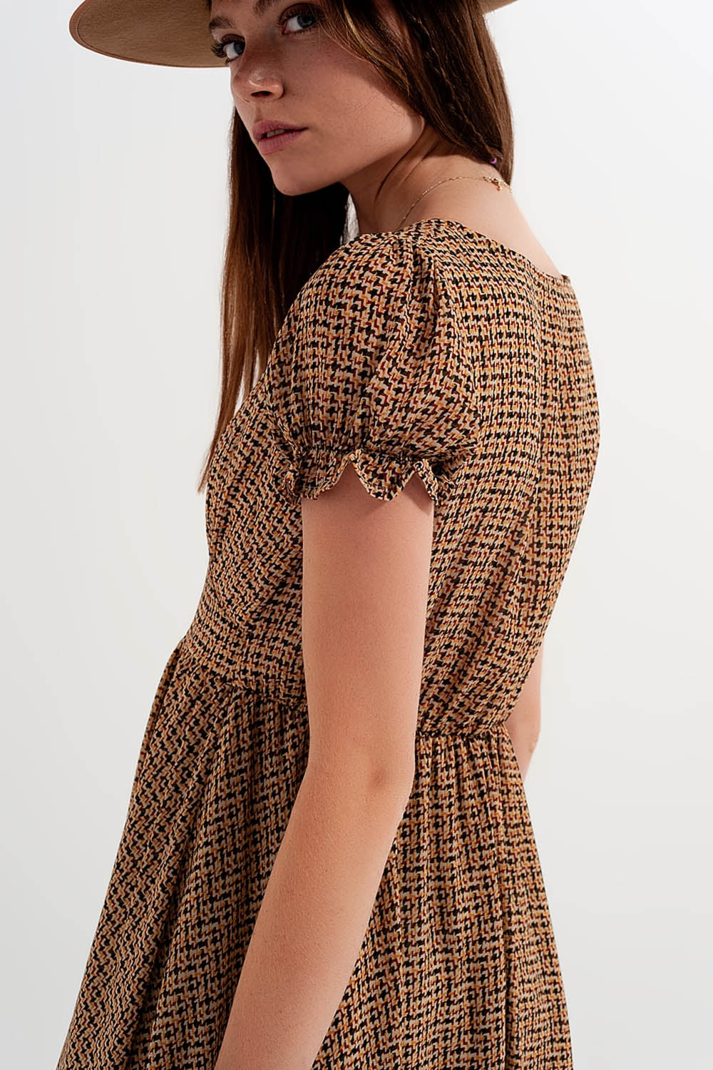 Mini dress in cream check