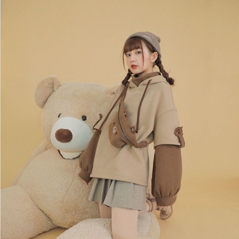 UNIKCOSA K-Bear Oversized Kawaii Streetwear Hoodie for Women 🧸✨