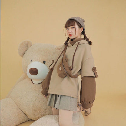 UNIKCOSA K-Bear Oversized Kawaii Streetwear Hoodie for Women 🧸✨