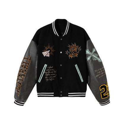 UNIKCOSA RetroMuse Embroidered Totem Baseball Jacket Men 🌆