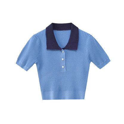 UNIKCOSA Velora Collar Short Sleeve Knit Sweater 💫