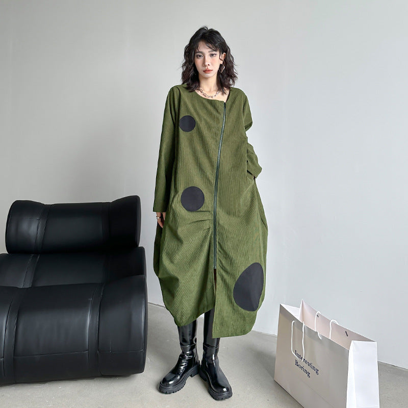 UNIKCOSA Velora Korean Oversize Zipper Splice Dress Coat 💫