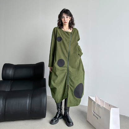 UNIKCOSA Velora Korean Oversize Zipper Splice Dress Coat 💫