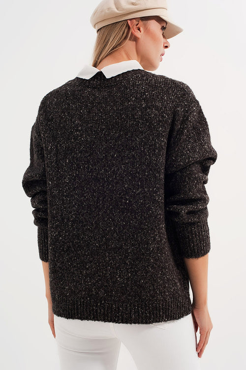 Black sweater with round collar — view 2 of 8