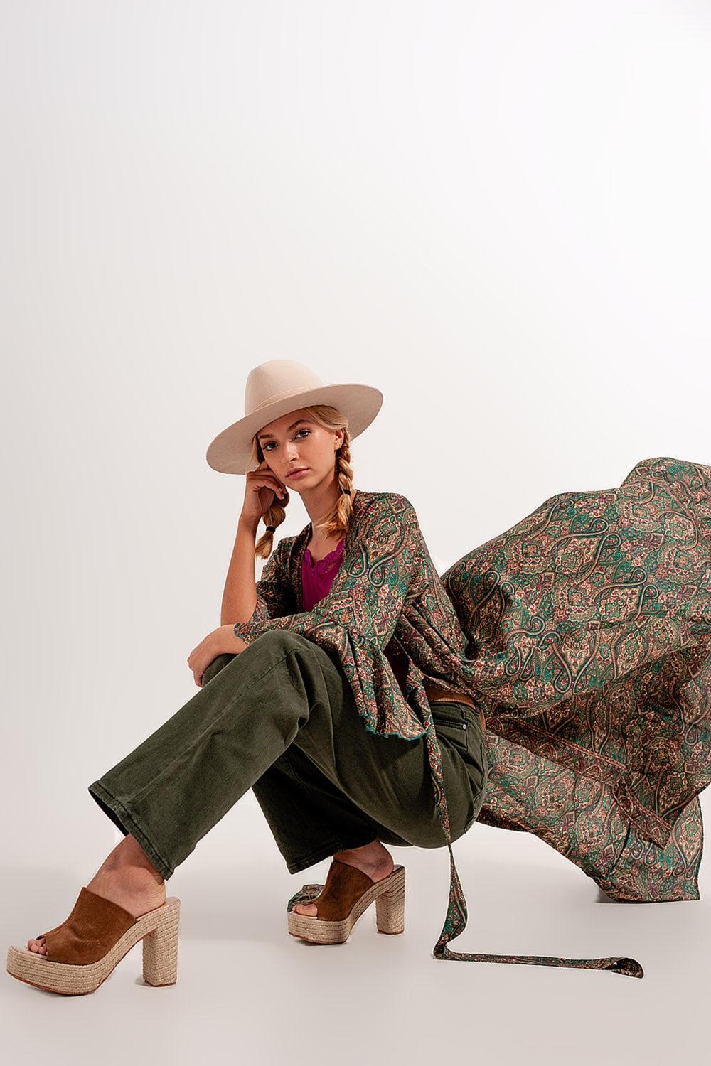 high rise slouchy mom jeans in green