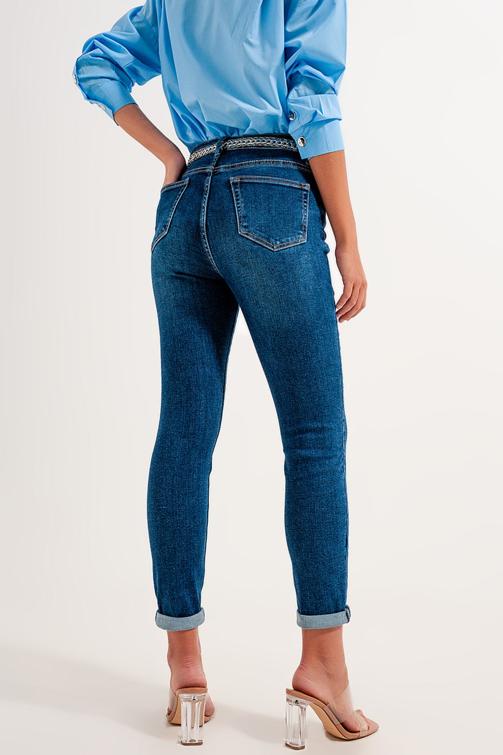 High rise skinny jeans in darkwash