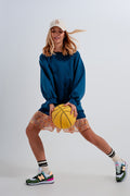 Super oversized sweatshirt with seam detail in blue