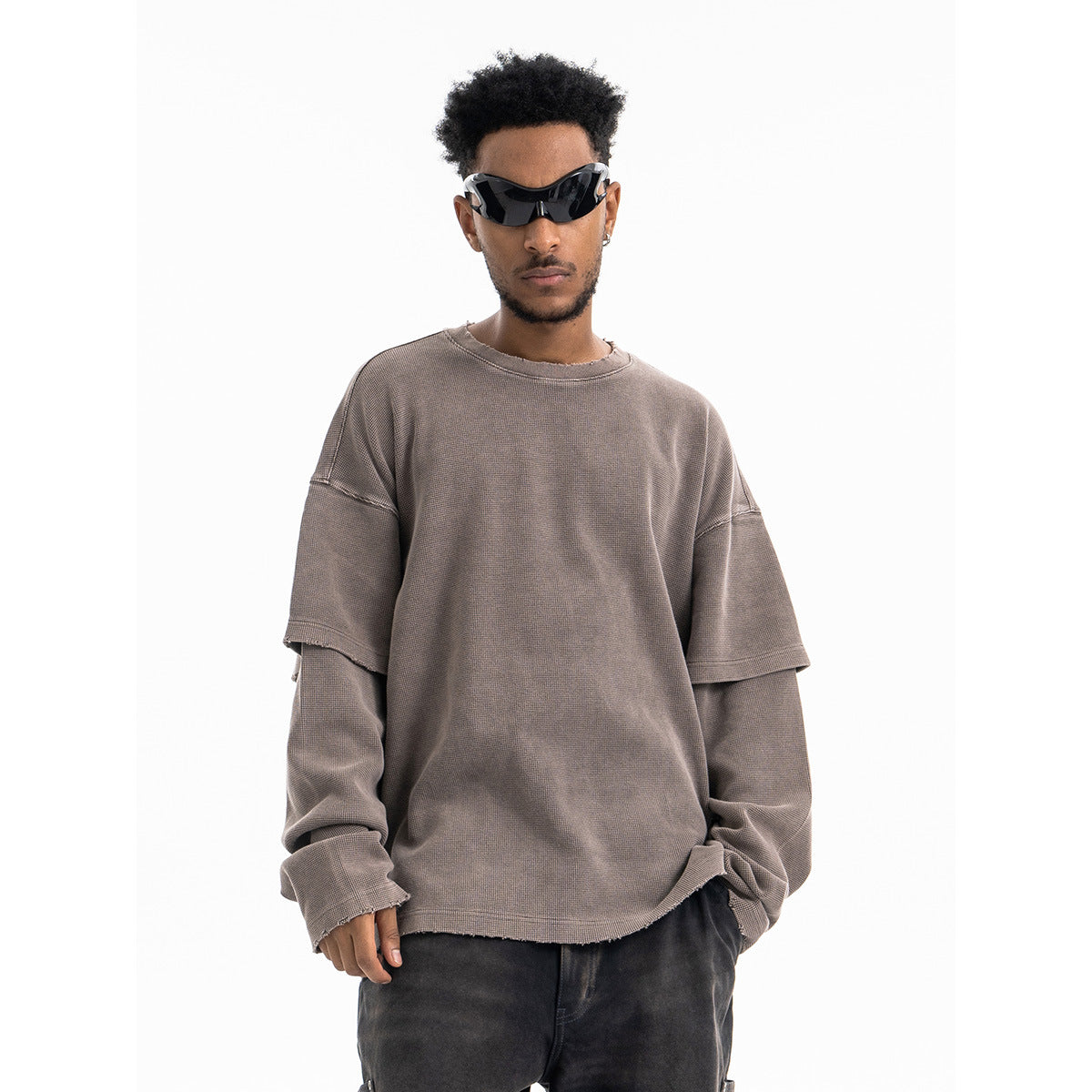 UNIKCOSA NoirFit Heavyweight Distressed Long Sleeve Tee 🖤