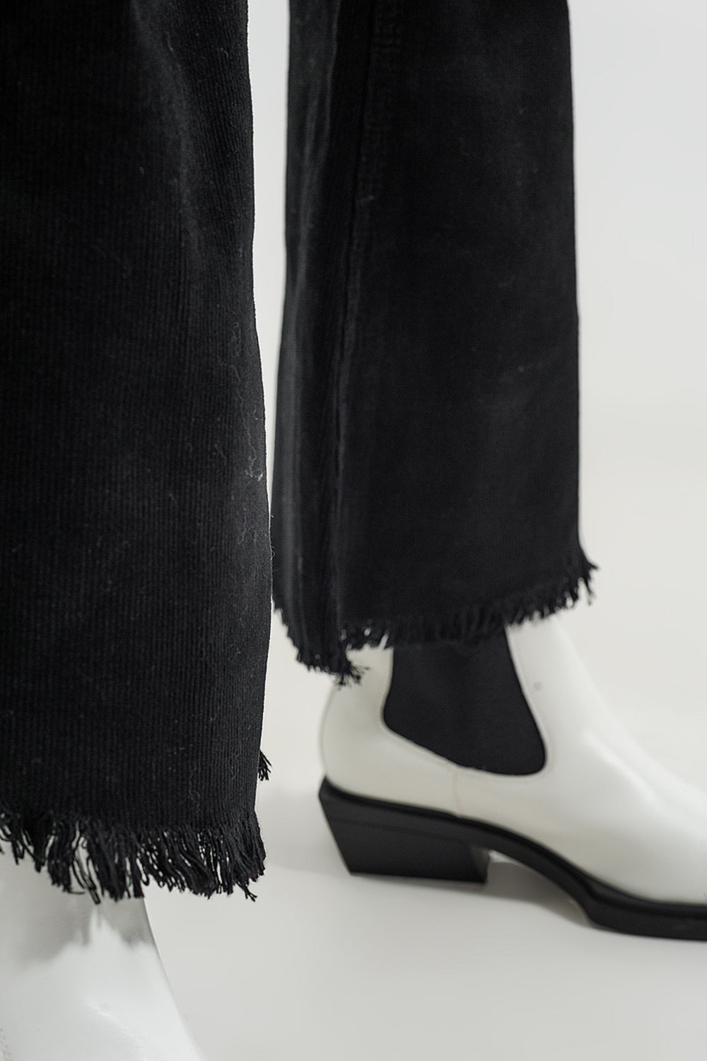 Stretchy cord flared trouser in black
