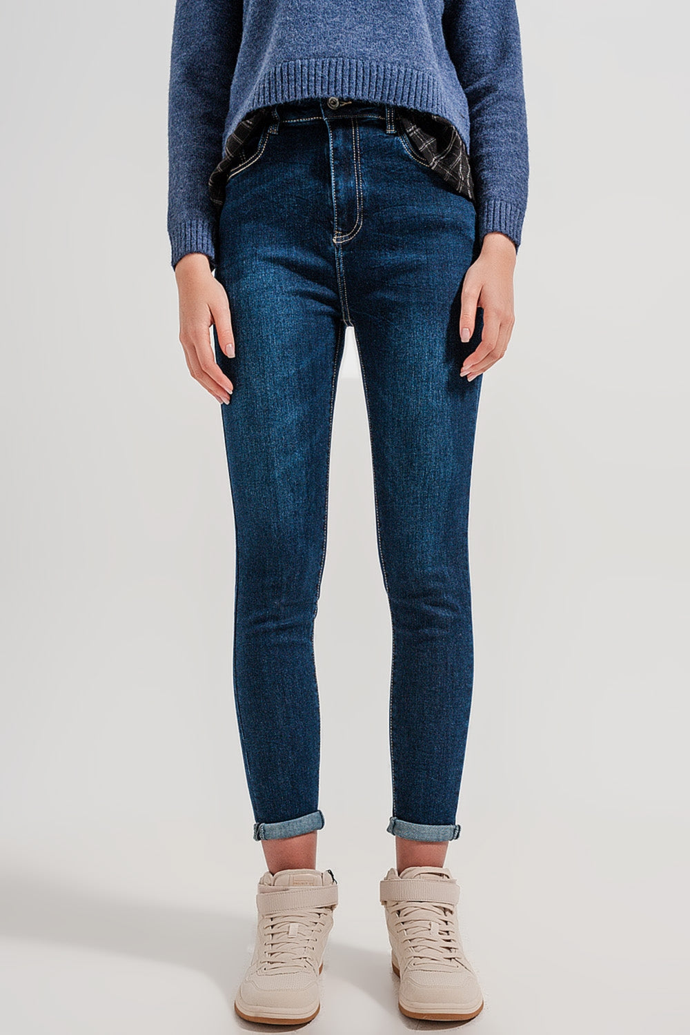 High waist skinny fit jeans in dark blue
