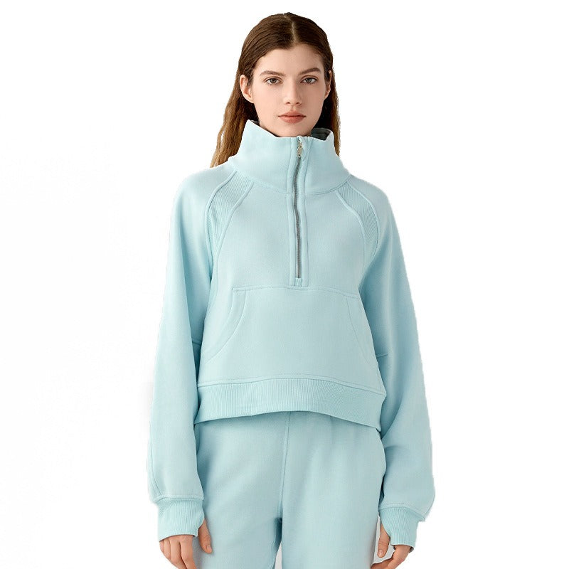 UNIKCOSA VelvetWarm Luxe Short Sports Sweatshirt for Women ❄️