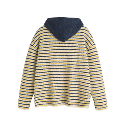 UNIKCOSA Velora Color Block Striped Hooded Knit Sweater 💫