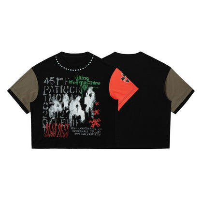 UNIKCOSA Noir Rock Graffiti Print Unisex Short Sleeve Tee 💫