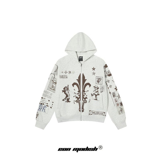 UNIKCOSA Velora Graffiti Print Cardigan Sweatshirt 💫