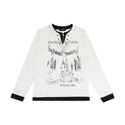 UNIKCOSA Velora Punk Print Pearl Button Two-Piece Tee 💫