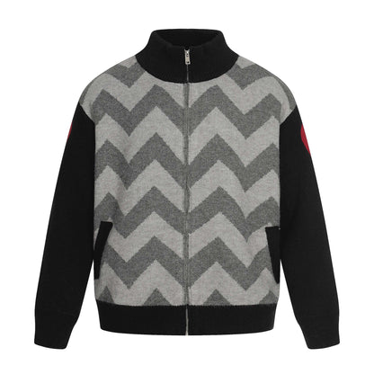 UNIKCOSA NoirFit Color Block DiamondGrid Cardigan Sweater 🌆