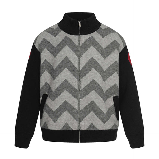 UNIKCOSA NoirFit Color Block DiamondGrid Cardigan Sweater 🌆