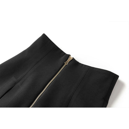 UNIKCOSA LuxeEase Black High Waisted Pleated Skirt Zipper 💫