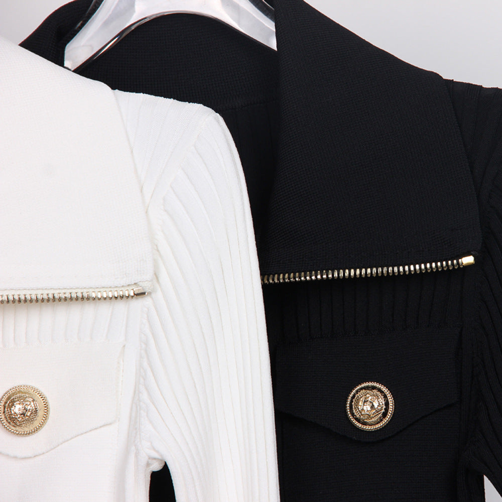 UNIKCOSA Velora Embroidered Lapel Cardigan Slim Fit 💫